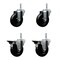 Service Caster 4 Inch Soft Rubber Wheel Swivel 58 Inch Threaded Stem Caster Set 2 Brakes SCC SCC-TS20S414-SRS-58212-2-PLB-2 - alternate 1